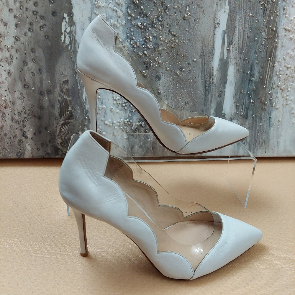 Raye white heels womens size 7 (37). Pre-owned in good condition. 